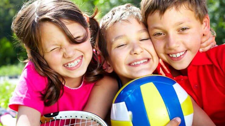 happy kids in sports class
